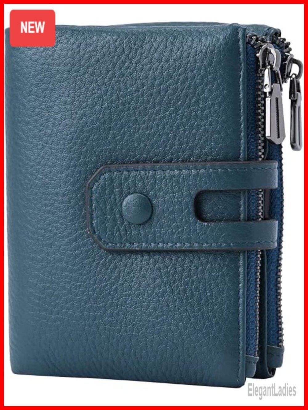 Small Leather Wallet RFID Blocking Ladies Card Holder Double Zipper Pocket